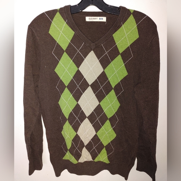 Old Navy brand plaid checked brown pullover sweater preowned - Picture 1 of 3